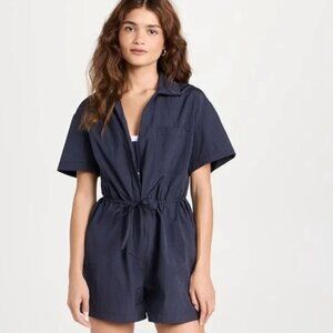 Sweaty Better Anytime Romper in Blue Nylon Windbreaker